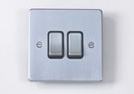 Schneider Electric 16AX Double 2 Way Switch - Brushed Chrome