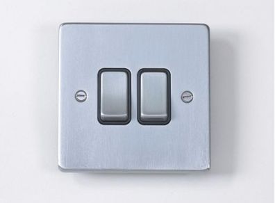 Schneider Electric 16AX Double 2 Way Switch - Brushed Chrome