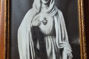 Vintage Virgin Mary Sacred Heart Picture Ornate Frame