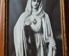 Vintage Virgin Mary Sacred Heart Picture Ornate Frame