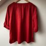 Lauren Ralph Lauren Red 100% Linen Lace-Up Tunic Blouse Roll Tab Sleeve XL Image 7