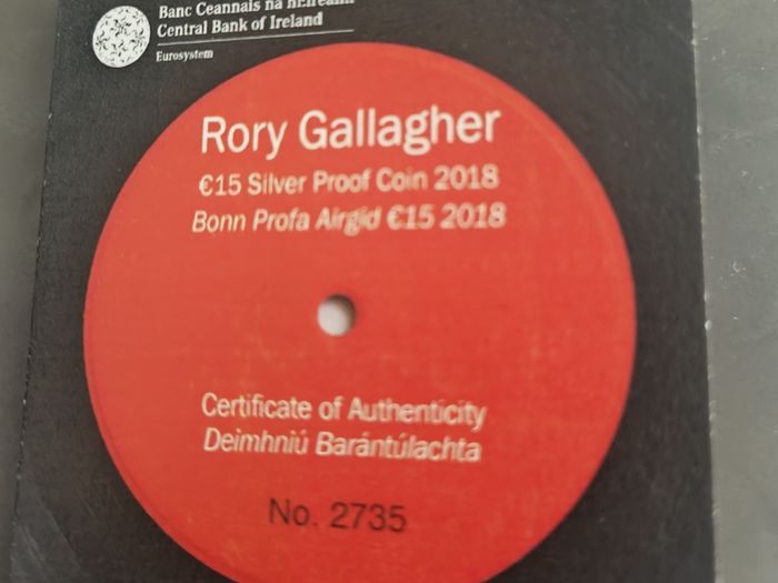 Rory Gallagher 15 Euro proof coin