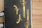 Brass decorative gun pistol set vintage wall decor High quality