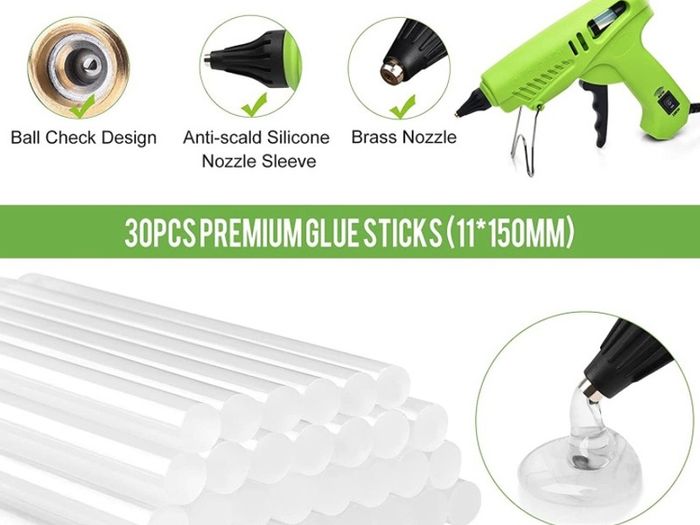 Hot Glue Gun Dual Power - 60/100W Large Size with Power Off Switch High Temp Heavy Duty Melt Glue Gun Rapid Preheating with 30pcs Glue Sticks(11x150mm) for DIY Arts Craft Home Repairs Wood Glass (FREE POSTAGE)