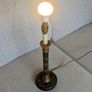 Vintage Wooden Table Lamp Green & Gold Floral Design - 43cm Image 2