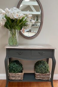 Antique oval mirror & console table