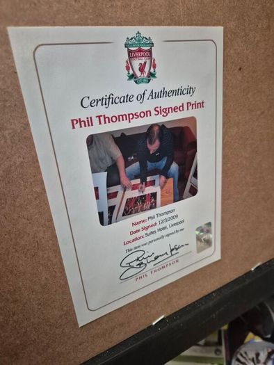Large Framed & Signed Phil Thompson Liverpool FC Display (COA & Photo Proof) 100% Official Liverpool FC Authenticated with COA  and signing photo from 2009.