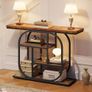 Narrow Console Table for Hallway, 110 cm Hallway Table, 4-Tier Industrial Display Table with Storage, Geometric Frame, for Entryway, Foyer, Living Room, Bedroom, Rustic Brown Image 5