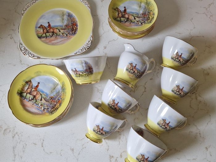 Vintage Royal Tara China Tea set Hunting scene