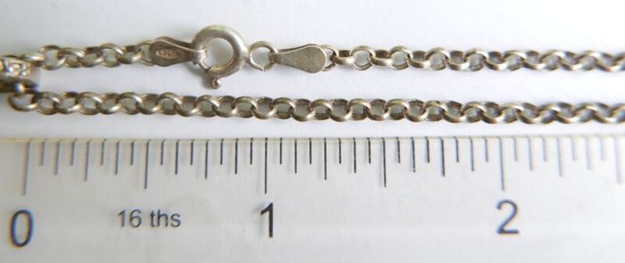 Vintage Sterling Silver 925 PINK OVAL CRYSTAL PENDANT NECKLACE Pea Chain traditional necklace length 20" - 14,8g