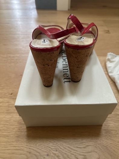 LK Bennett Red Wedge Sandals