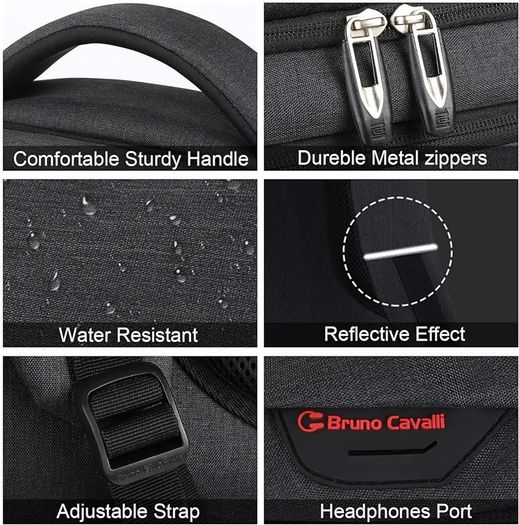 Laptop Backpack with USB Charging&Headphone Port,Anti-Theft Business Computer Rucksack with Breathable Padded Shoulder Strap, Water Resistant for School/Work/Travel