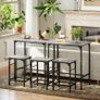 Bar Table Set Bar Table with Bar Stool Set Dining Table with 2 Chairs with Non-Slip Foot Pads Gray Image 4