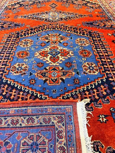 Large Vintage Handknotted Wiss Wool Rug