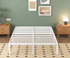 White Small Double Bed Frame 4ft with Rounded Corner Legs, Heavy Duty Metal Bed Frame Small Double, Small Double Beds 36 cm High, Noise Free, Easy Assembly