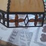 Vintage Style Tiffany Lamp Shade featuring Caramel Beige Glass Panels on a Decorative Metal Frame, Postage Available or Collection Image 5