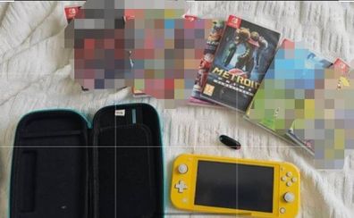 Nintendo Switch Lite Yellow with Metroid Prime and accessories