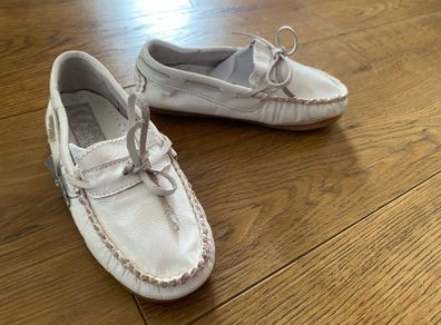Step2wo London Leather White Loafers / Moccasins