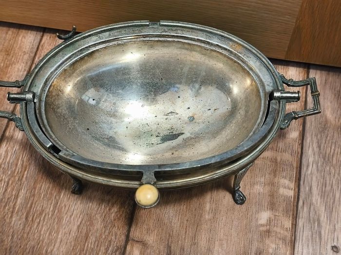 Revolving Warm Serving Plate Damaged Domed Chafing Dish Vintage Antique Claw Feet Damaged Missing one Leg Warmer Buffet