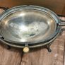 Revolving Warm Serving Plate Damaged Domed Chafing Dish Vintage Antique Claw Feet Damaged Missing one Leg Warmer Buffet Image 4