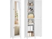 Tall Bathroom Cabinet with Full Length Mirror White 160 cm