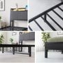 Double Bed Frame, 4FT6 Bed Frame Ergonomics Double with Charging Station and LED Lights, Heavy Duty Platform Full Bed with Fabric Storage Sloped Headboard, No Box Spring Needed, (Black) Image 4