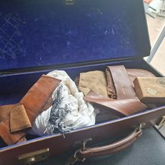 Vintage 1930's Military Brown Leather Victor/Cheney Case  with Military items