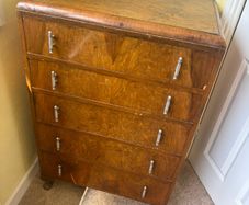 Vintage Art Deco Style Tallboy / 5-Drawer Chest