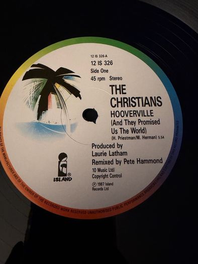 The Christians Hooverville 1987 12 Vinyl Single with Original Poster