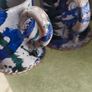 Set of 4 Irish pottery mugs featuring blue and green marbled glazes Image 2