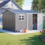 8x10 ft Outdoor Galvanized Metal Bike Shed - Garden Sto with Air Vent, Sliding Door, Perfect for Backyard, Patio & Tiny House Tool nizat, Gray Image 3