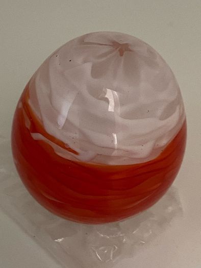 Three gorgeous art glass eggs one from Finland