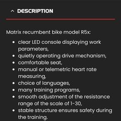 Matrix Recumbent Exercise Bike