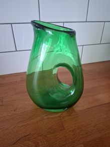 mid century green glass jug