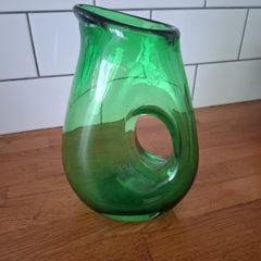 mid century green glass jug