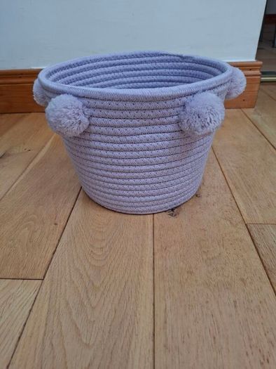 5 X Lilac Pom Pom Storage Baskets