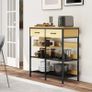 Sideboard, Chest with 2 Drawers, 3 Open Shelves Kitchen cabinet for Kitchen, Living Room 90 x 40 x 91 cm, Natural wood Image 5