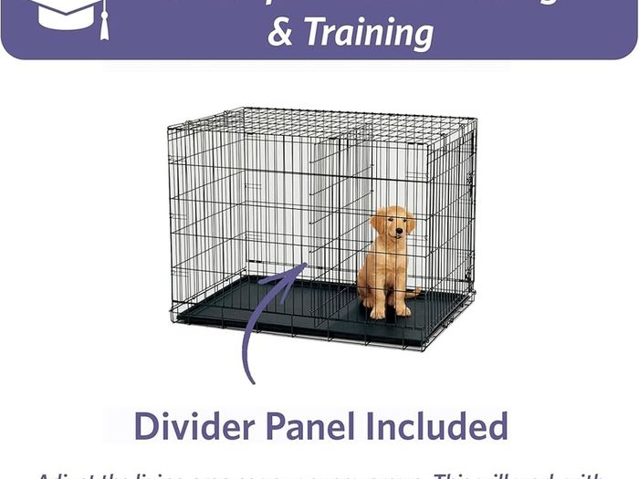 Pets 61 cm  Single Door Folding Dog Crate with Divider Panel, Leak Proof Tray  Secure Latches  Metal Wire Kennel for Small Breeds  Portable, Durable  Easy to Assemble