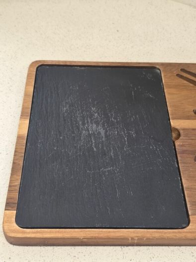 Acacia Wood & Slate Cheese Board Set with 3 Cheese Tools