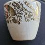 Vintage ARKLOW 1 Egg cup and 3 Saucer's white with Golden Flower Leaf Pattern Image 6