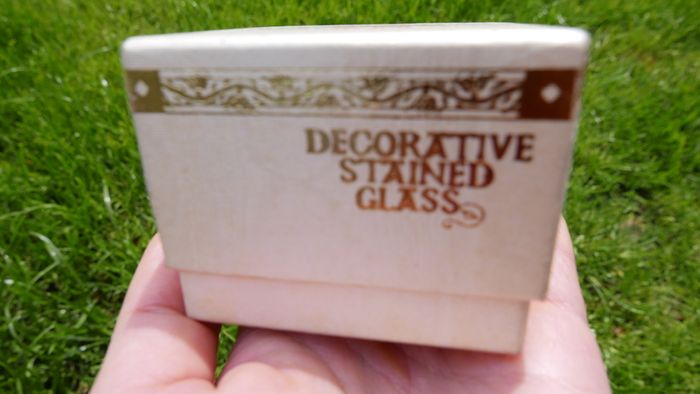Vintage Hand Painted Waterside Flowers R Stained Glass Mirror Box