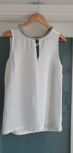 ZAPA Paris white layered embellished neck Sz 12