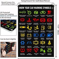 "Know Your Car Warning Symbols" Lights Mechanics Metal Signs Vintage