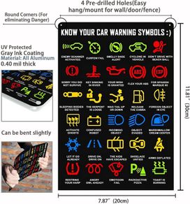 "Know Your Car Warning Symbols" Lights Mechanics Metal Signs Vintage