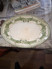 Rare Antique Green and White Serving Platter by F & Sons Ltd, from around 1900s, postage available on all my items or collection
