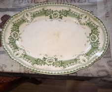 Rare Antique Green and White Serving Platter by F & Sons Ltd, from around 1900s, postage available on all my items or collection