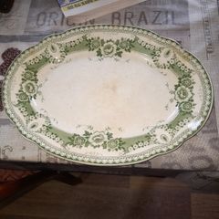 Rare Antique Green and White Serving Platter by F & Sons Ltd, from around 1900s, postage available on all my items or collection
