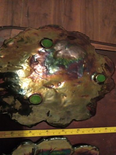 2 mid century enameled plates
