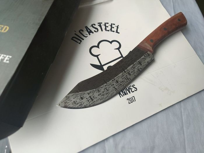 Kitchen Knife Persian style with Engraved viking symbols by Di'Casteel