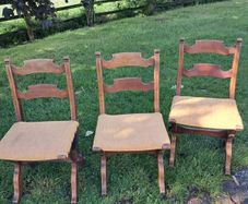 3 solid oak chairs  antique